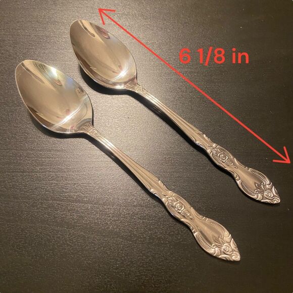 VTG LUSTREWARE Korea Stainless ROSE 7pc Flatware Fork Spoon Knife & Serving Fork - Picture 4 of 16